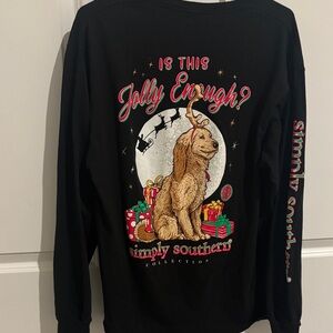 Simply Southern Black Long Sleeve with Festive Dog Design